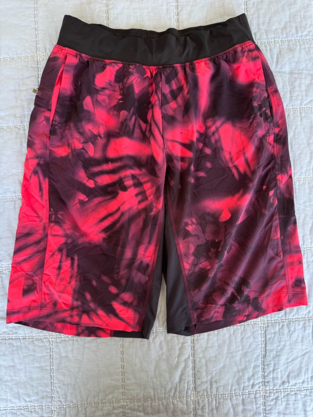 Large Lululemon Men's Red Tie-Dye Athletic Shorts